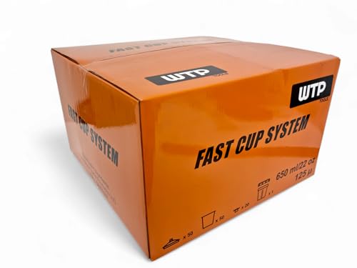 WTP TOOLS Spray Gun Disposable Paint Cup Liners and Lid System KIT, 50 Pack - Fast Cup 650ml 22Oz