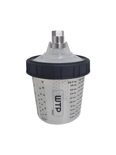 WTP TOOLS Disposable Paint Cup System KIT Combo, 50 Lids + 50 Liners + 1 Hard Cup + 20 Caps - 1 Box 400/650/850ml 14/22/29 Oz (125mic Filter) - Sprayer Mixing Cup for Automotive Paint Gun
