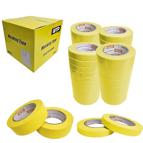 WTP TOOLS Automotive Masking Tape Yellow Color 36mm 1 1/2" 18mm 3/4" Box