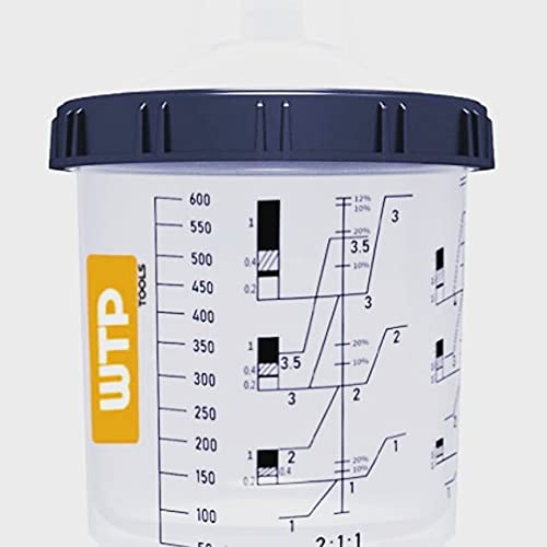 WTP TOOLS Spray Gun Disposable Paint Cup Liners and Lid System KIT, 50 Pack - Fast Cup 650ml 22Oz