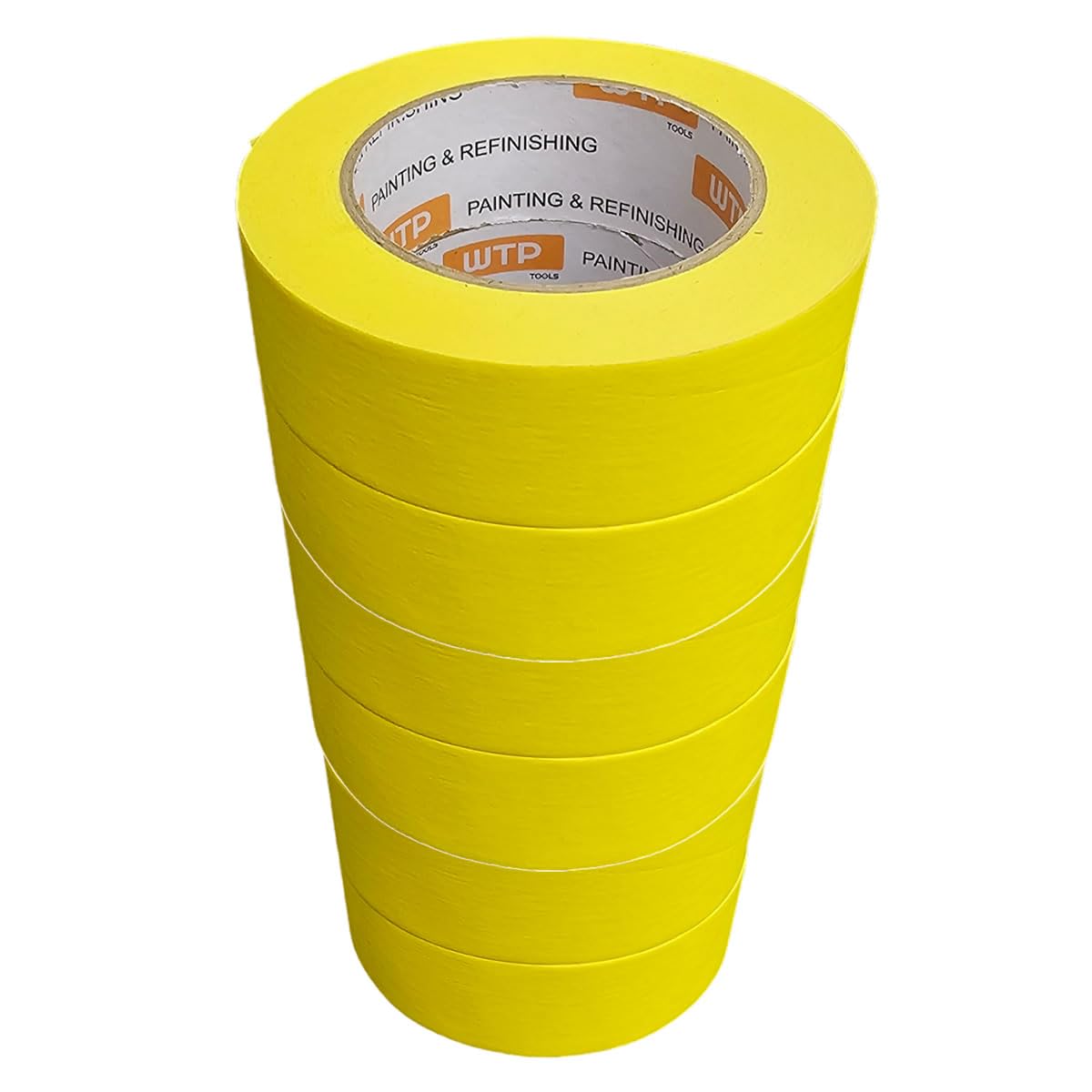 WTP TOOLS Automotive Industry Masking Tape for Painting and Refinishing, Yellow Color, 1 1/2" Width, 50m Length, Pack of 6