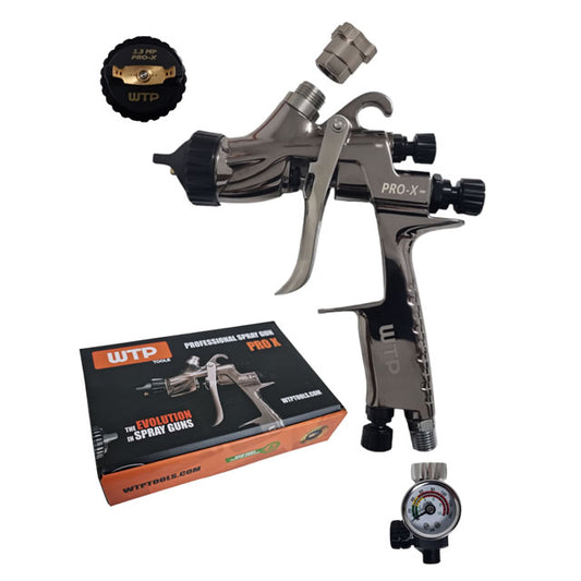 WTP TOOLS Spray Paint Gun PRO-X 1.3 MP + Air Regulator + Adapter + Brush + Tools - No Cup